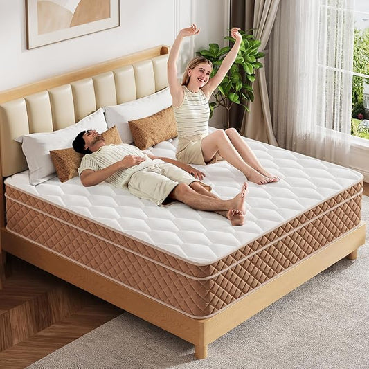 Full Mattress 14 inch, Medium Firm Hybrid Mattress with Memory Foam, Fiberglass Free, Strengthen Edge Suppor, CertiPUR-US Certified Safe Foams & Fabric, Full Size Mattress in a Box