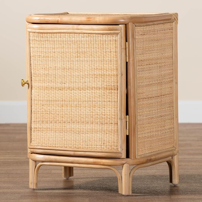 Bali & pari Kiara Bohemian Natural Rattan Nightstand - Image 10