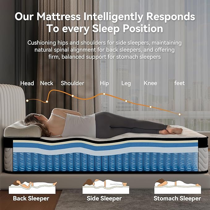 Susalt Queen Size Mattress 14 Inch, Upgraded Memory Foam Mattress in a Box, Hybrid Mattress with Independent Pocket Springs for Motion Isolation & Silent Sleep,Medium Firm,CertiPUR-US,100-Nights Trial
