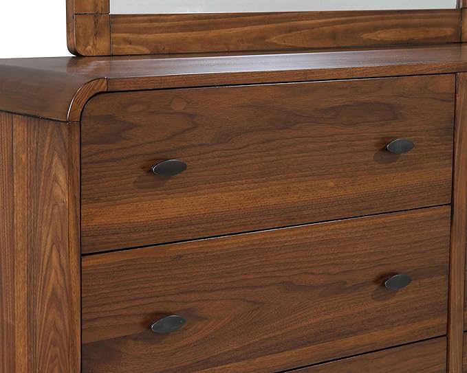 Coaster Home Furnishings Robyn Contemporary 5-Piece Bedroom Set Fabric Upholstered Queen Size Panel Bed Frame 53-inch Headboard Dark Walnut 205131Q-S5