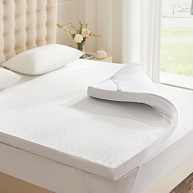 Eiayeebil 2 Inch Memory Foam Mattress Topper Full, Memory Foam Pad with Removable & Washable Cover, Bed Topper for Back Pain, Non-Slip Ventilated Design, Full Size