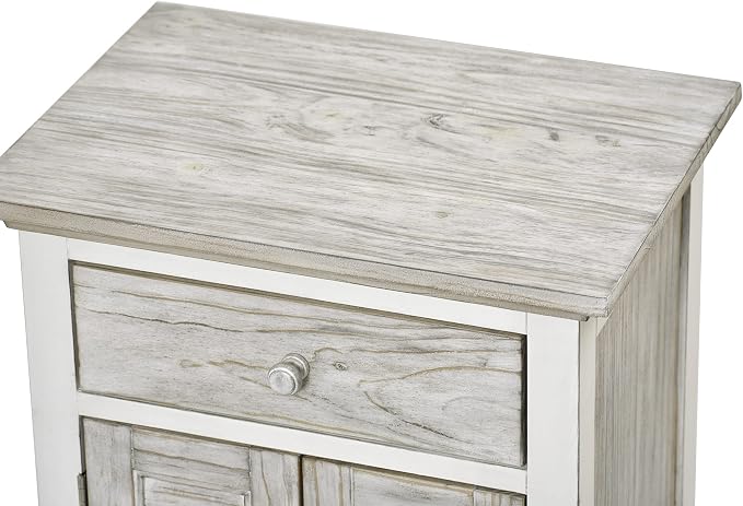 Sea Winds Trading Islamorada Nightstand 1 Drawer 2 Door Two-Tone Distressed Finish Solid Mindi Wood 28 H x 22 W x 16 D Inches Gray White - Image 4