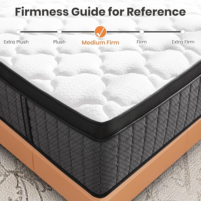 Twin XL Mattress 14" Hybrid Mattress - Medium-Plush Support- Made in USA - Individually Spring Pocketed Coils & CertiPUR-US Foam - Fiberglass-Free - Bed in a Box 14Inch