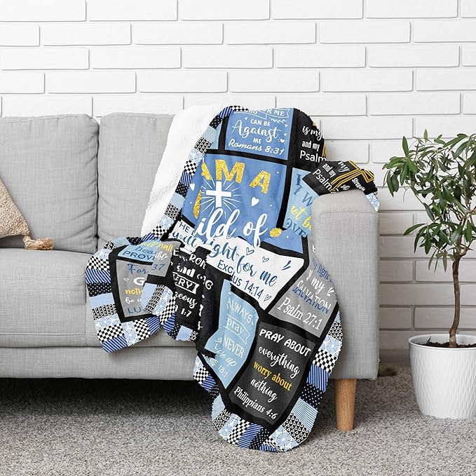 CUJUYO Christian Gifts for Men, Dad, Son, Brother, Him Blanket 80"x60" - Inspirational Religious Graduation/Birthday Gifts - Baptism Confirmation Gifts for Boys - Catholic Spiritual Gifts for Men