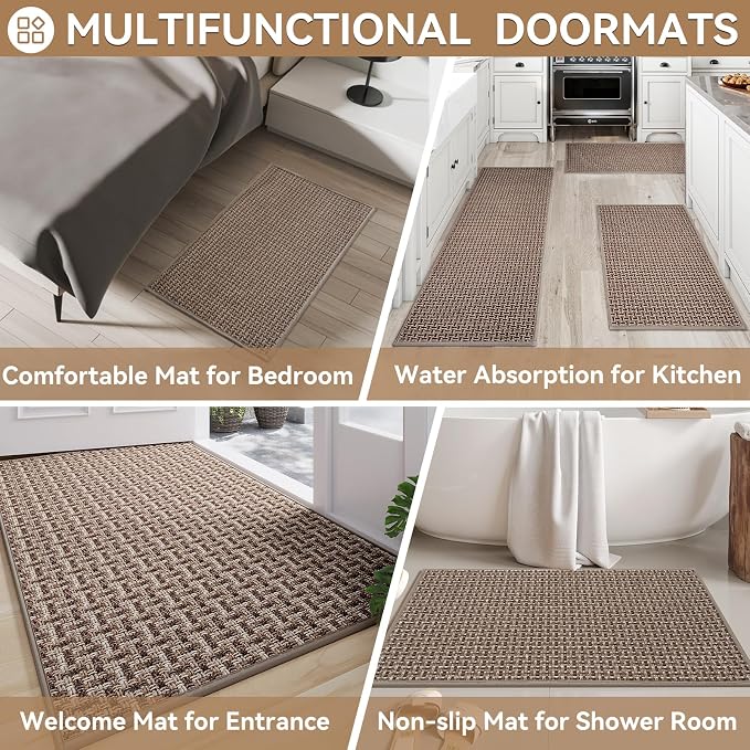 Indoor Door Mat 24"x72",Door Mat Indoor Entrance Dirt Resistant and Absorbent Non-Slip Rubber Backing Front Door Mats Washable Low-Profile Mats for Entryway, Inside Entrance Easy Clean Brown - Image 8