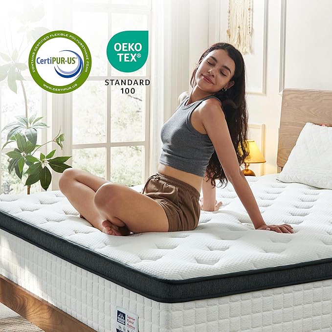 12 Inch Full Mattress, Medium Firm Full Size Hybrid Mattress with Pocket Springs for Breathability, Pressure Relief, Motion Isolation, Pro Coil Edge Support, CertiPUR-US Certified