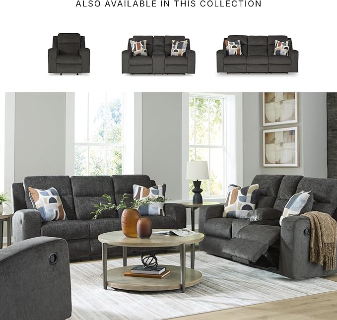 Signature Design by Ashley Kanlow Casual Manual Rocker Recliner with Track Arms, Gray