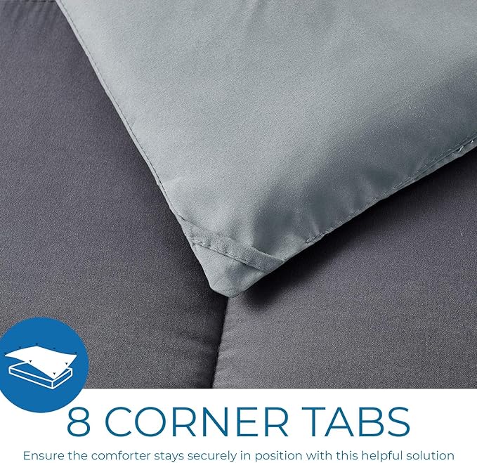 Nestl Comforter Duvet Insert 3 Piece, Quilted Down Alternative Comforter California King Size with 2 Pillow Shams All Season Grey/Light Grey Comforter Duvet Inserts Cal King Comforter with Corner Tabs