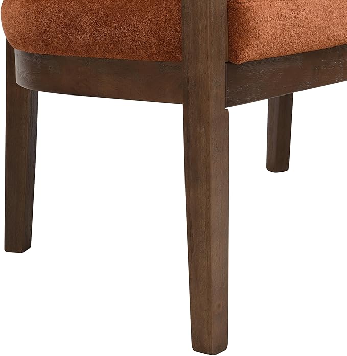 Christopher Knight Home Xiza Modern Fabric Upholstered Loveseat Sofa with Rubberwood Frame, Comfy 2-Seater Sofa Couch and Rattan Backrest, Love Seat Couches for Living Room, Dark Orange + Walnut