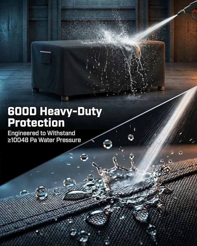 Waterproof Rectangular Patio Coffee Table Cover, 600D Heavy Duty Outdoor Furniture Protection Weather UV Resistant for Patio Furniture Protective Garden Table Cover 42 x 26 x 16 inches,Black - Image 5