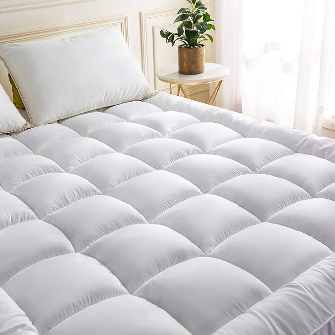 Niagara Cooling Twin Mattress Topper - Pillow Top Mattress Cover Quilted Fitted Cooling Topper for Back Pain Deep Pocket Fits 20 Inches, White