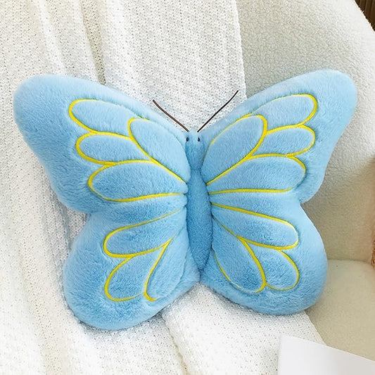 PEACH CAT Butterfly Pillow Decorative Butterfly Shaped Throw Pillows 16" x 12" Soft Plush Cushion Decor for Bedroom Living Room Couch Sofa Blue
