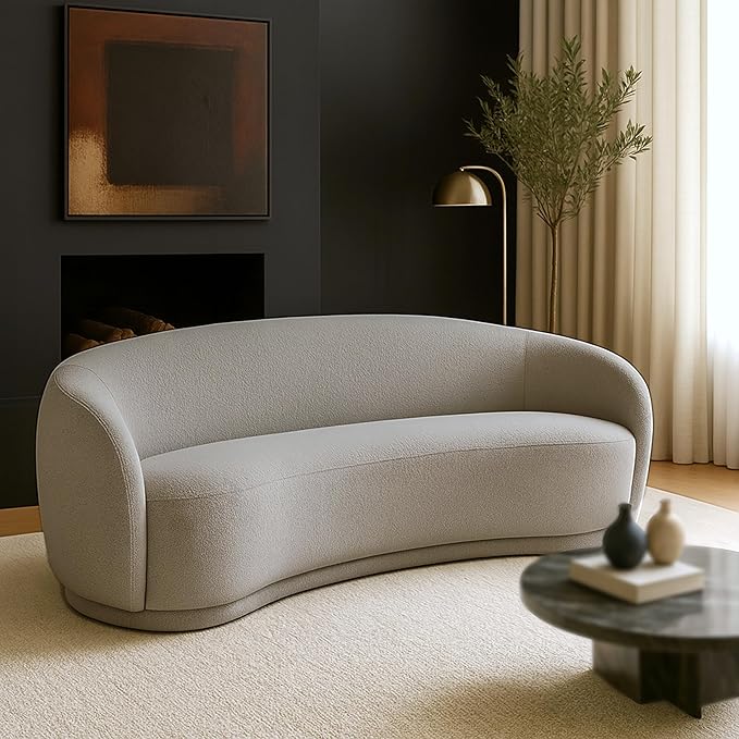 Meridian Furniture 693Grey-S Hyde Collection Modern | Contemporary Boucle Fabric Upholstered Sofa, Grey, 89.5" W x 38" D x 28" H