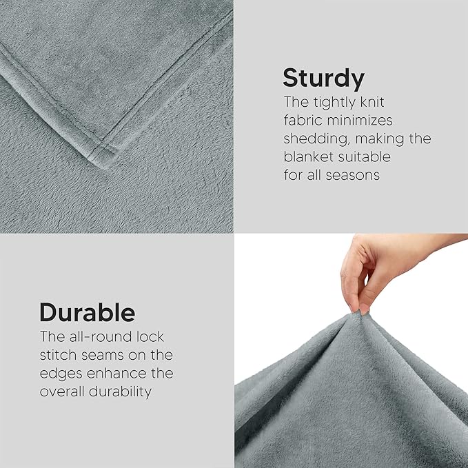 Utopia Bedding Fleece Blanket Queen Size Ash Grey (90x90 Inches) Ultra Soft Warm Lightweight Microfiber Breathable Anti-Static Cozy Bed Blanket, All-Season Home Decor Gift for Men & Women