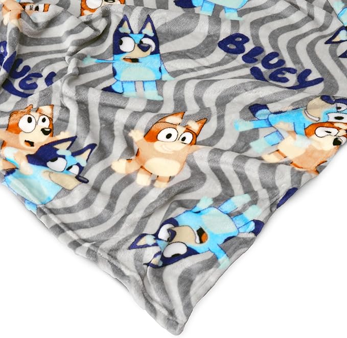 Bluey Throw & Plush Hugger Set, 50"x60" Silk Touch Blanket with 3D Character Pillow – Soft, Cozy Blanket for Kids and Toddlers
