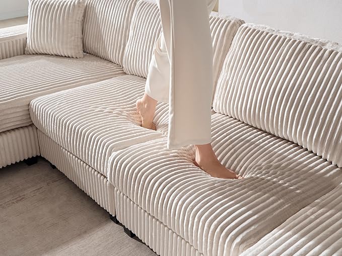 ERYE U-Shaped Modular Sectional Sofa Convertible Symmetrical Sofa Couch with Removable Chaise Lounges, U Shaped Double Chaises Sectional Couches with Storage Armrests