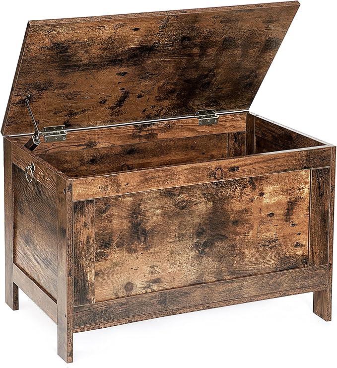 HOOBRO Toy Box, Retro Wooden Look Storage Chest with Safety Hinge, Entryway Storage Bench Supports 220 lb, 29.9 x 15.7 x 18.9 Inches Toy Chest Organizer, Easy Assembly (Rustic Brown) BF75CW01G1 by HOOBRO