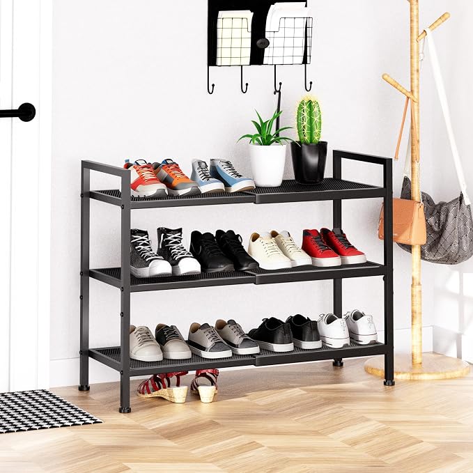 3 Tier Shoe Rack, Expandable Shoe Rack for Closet, Adjustable Shoe Organizer for Entryway, Shoe Storage Organizer for Door Entrance, Garage, Bedroom - Image 6