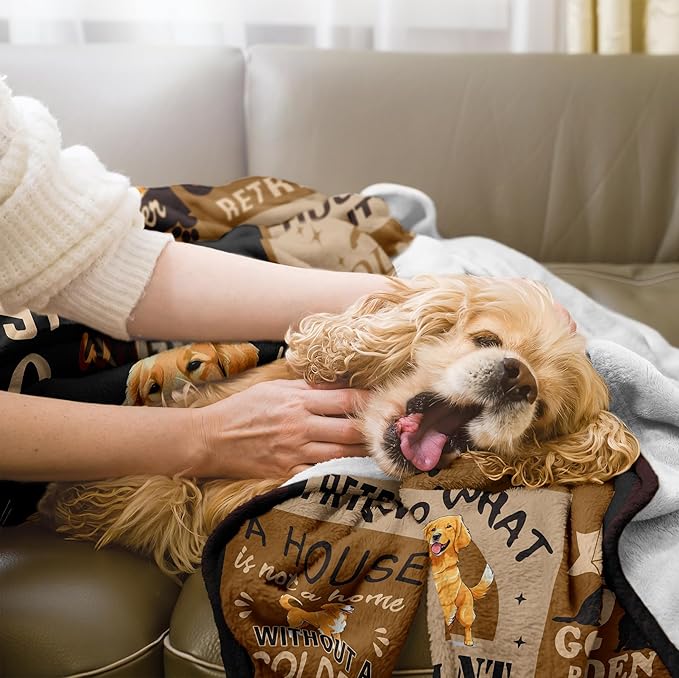 Mothers Day Golden Retriever Gifts for Women Blanket, Gifts for Golden Retriever Owners/Lovers/Mom/Kids/Dog for Birthday Soft Decor Throw Blanket 50"x60"