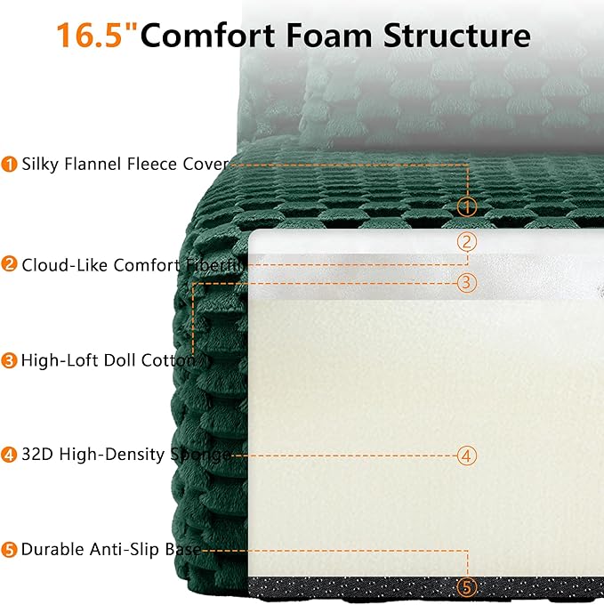 146" U-Shaped Compressed Sectional Cloud Sofa, Flannel Upholstered Modular Deep Seat Sofa with 6 Pieces, Symmetrical Boneless Foam Modular Cloud Couches for Living Room