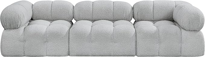 Meridian Furniture 611Grey-S102A Ames Collection Modern | Contemporary Modular Sofa with Rich Grey Boucle Fabric, Modular to Create Infinite Configurations, 102" W x 34" D x 28" H, Grey