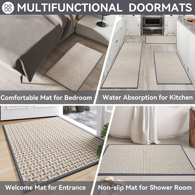 Indoor Door Mat 24x72 Dirt Resistant and Absorbent, Non-Slip Rubber Backing Floor Mats, Easy Clean Low-Profile Doormat for Entryway, Front Door, Inside Entrance Gray - Image 8