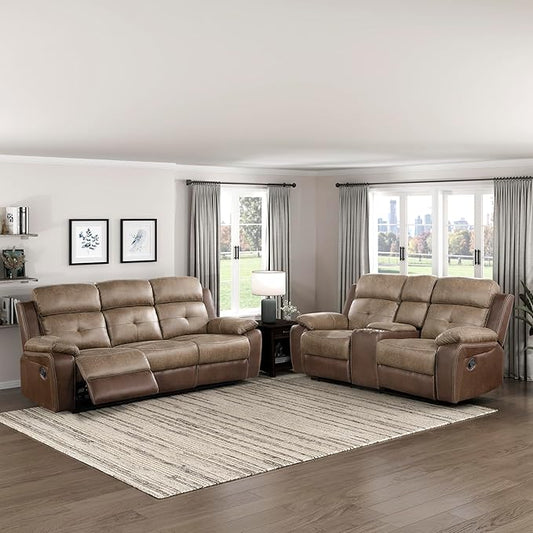 Lexicon Marianna 2-Piece Reclining Living Room Sofa Set, Brown