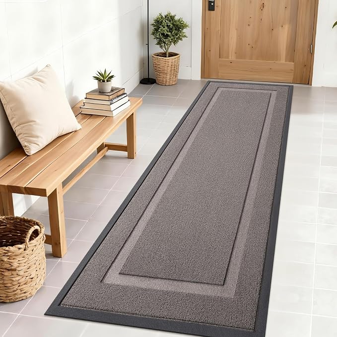 OLANLY Front Door Mat Indoor Outdoor Entrance, Waterproof All-Season, All-Weather Doormat, Sturdy Natural Rubber, Low Profile, Easy Clean Patio Porch Entryway Mat, 71x23, Taupe by OLANLY