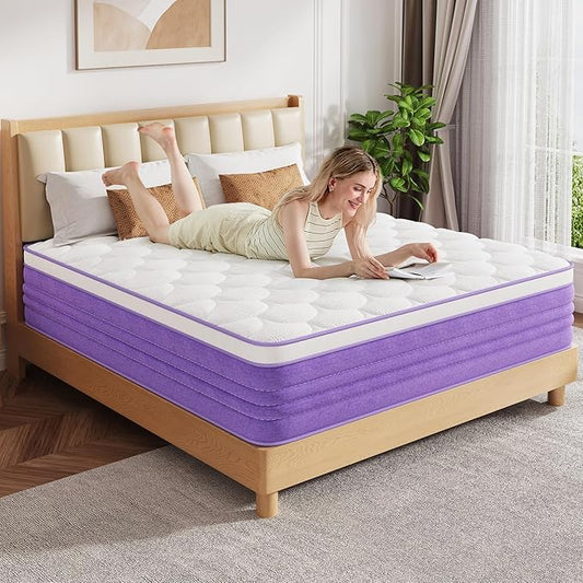 King Size Mattress, Medium Firm Memory Foam Mattress in a Box, Fiberglass Free, 12 inch King Mattresses, CertiPUR-US Certified Safe Materials, Foam and Spring Hybrid Mattress