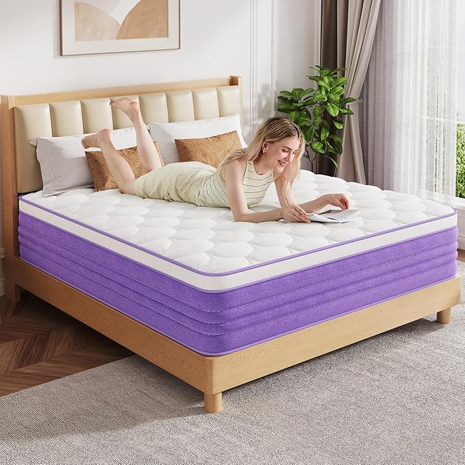 Full Size Mattress, 12 Inch Full Mattress Hybrid Medium Firm, Fiberglass Free, CertiPUR-US Certified Safe Materials, 7 Zone Pocket Springs, Strengthen Edge Support Mattress in a Box