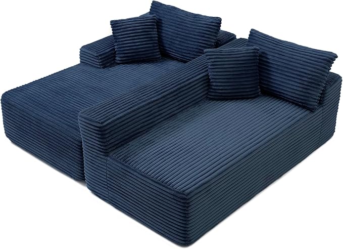 105-Inch L-Shaped Left Facing Corner Compressed Sofa Modular Sectional Boneless Cloud Sofa Floor Foam Couch with Chaise Lounge, Corduroy Corner Boneless Cloud Couch