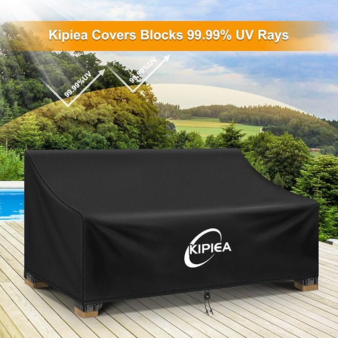 Kipiea Patio Sofa Cover, Heavy Duty Outdoor Couch Covers Waterproof Winter, 2-Seat Patio Furniture Cover Loveseat, Outdoor Sofa Covers with Anti UV and No Tears, No Fading (48"W x 34"D x 31"H) - Image 7