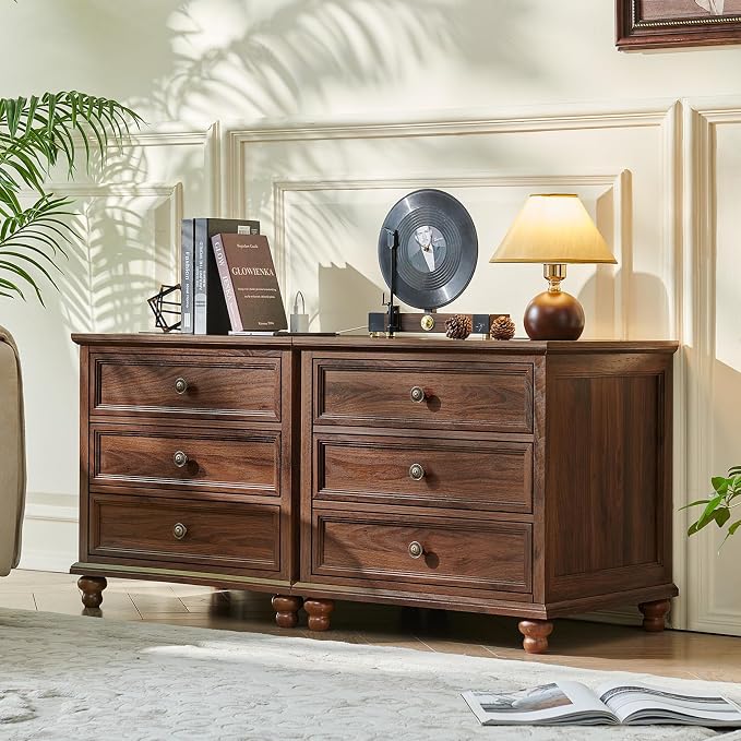 Joaxswe Farmhouse Nightstand with Charging Station, 24" Wide End Table with 3 Drawers,Wood Dresser Cabinet for Bedroom, Bed Side Table Chest of Drawers,Night Stand for Living Room, Closet,Brown - Image 3
