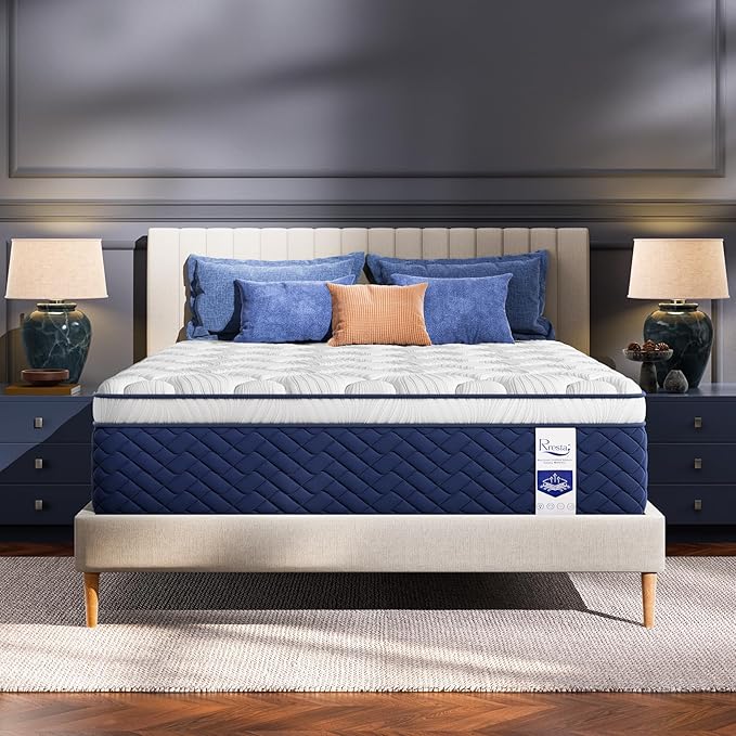 Firm King Mattress 14 Inch - Hotel Collection Hybrid Mattresses with 7-Zone Support for Back & Hip Support for Deep Sleep, Fiberglass-Free, CertiPUR-US Certified,365-Night Trial