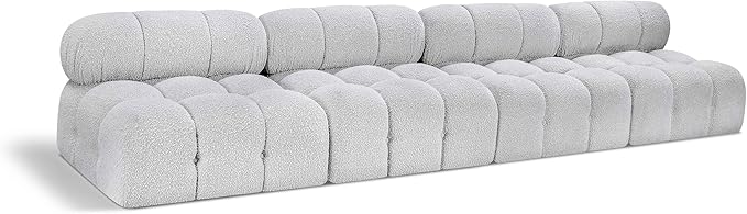 Meridian Furniture 611Grey-S136B Ames Collection Modern | Contemporary Modular Sofa with Rich Grey Boucle Fabric, Modular to Create Infinite Configurations, 136" W x 34" D x 28" H, Grey