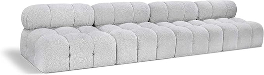 Meridian Furniture 611Grey-S136B Ames Collection Modern | Contemporary Modular Sofa with Rich Grey Boucle Fabric, Modular to Create Infinite Configurations, 136" W x 34" D x 28" H, Grey