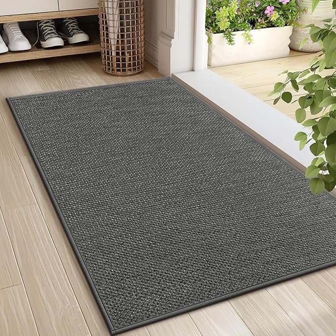 LEKEEPGO Door Mat 24"x36", Non Slip Door Mat Indoor Entrance, Rubber Backing Front Indoor Door mats Washable Absorbent Doormat Low-Profile Entryway Entry Resist Dirt Inside Door Mats, Grey by LEKEEPGO