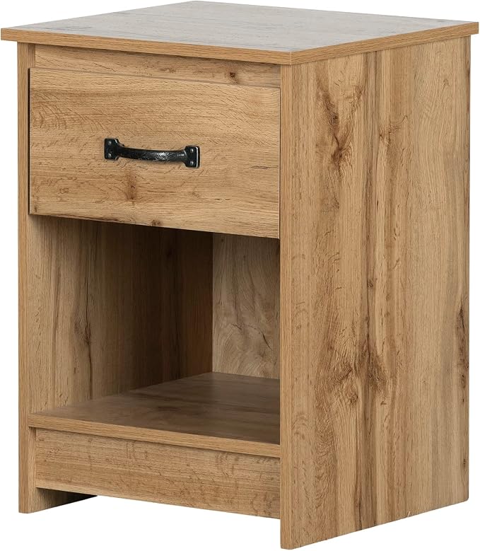 South Shore Tassio 1-Drawer Nightstand Nordik Oak, Farmhouse by SouthShoreFurniture