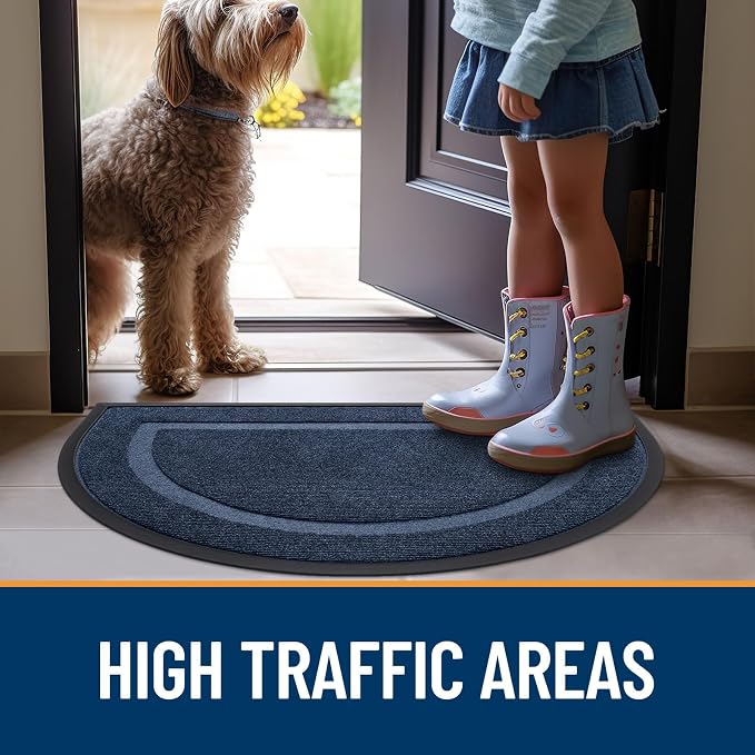 OLANLY Half Circle Door Mat Indoor Outdoor Entrance Welcome, Waterproof All-Season, All-Weather Doormat, Sturdy Natural Rubber, Low Profile, Easy Clean Patio Porch Entryway Mat, 47x32, Blue - Image 7