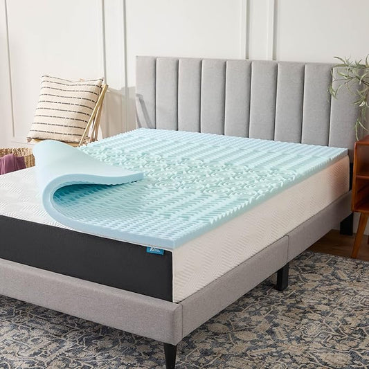 LUCID 2 Inch Gel Memory Foam Mattress Topper, Full size – 5 Zones – Cooling Gel Infusion – CertiPur Certified Foam