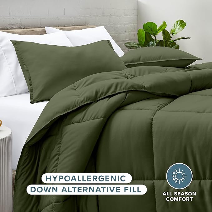 Bare Home Comforter Set - California King Size - Ultra-Soft - Goose Down Alternative - Premium 1800 Series - All Season Warmth (California King, Cypress)