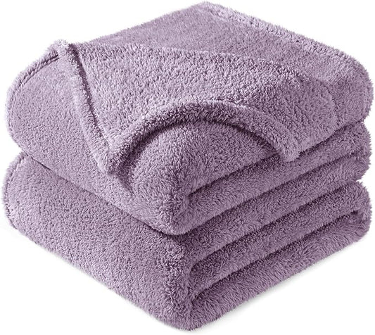 Exclusivo Mezcla Twin Size Blanket for Bed, Super Soft Velvet Plush Fleece Blankets, Fuzzy Cozy and Warm for Winter, 60x80 Inches, Grayish Purple