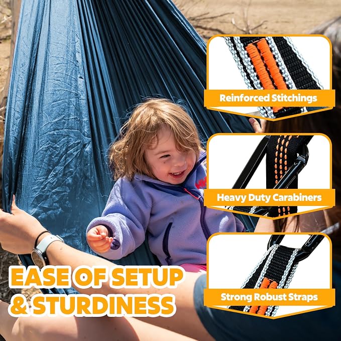 NATUREFUN Ultra-Light Travel Camping Hammock | 300kg Load Capacity,Breathable,Quick-Drying | 2 x Premium Carabiners,2 x Nylon Slings Included | Outdoor Indoor Garden - Image 5
