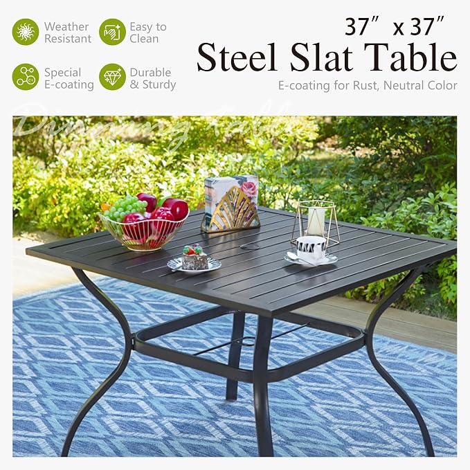 Sophia & William 5 Piece Outdoor Patio Dining Set, Patio Table and Chairs Set for 4,Swivel Patio Chairs with Cushions and Square Table, Outdoor Dining Set for Backyard, Poolside - Image 6