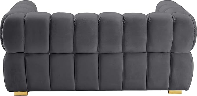 Meridian Furniture 670Grey-L Gwen Collection Modern | Contemporary Velvet Upholstered Loveseat with Deep Biscuit Tufting