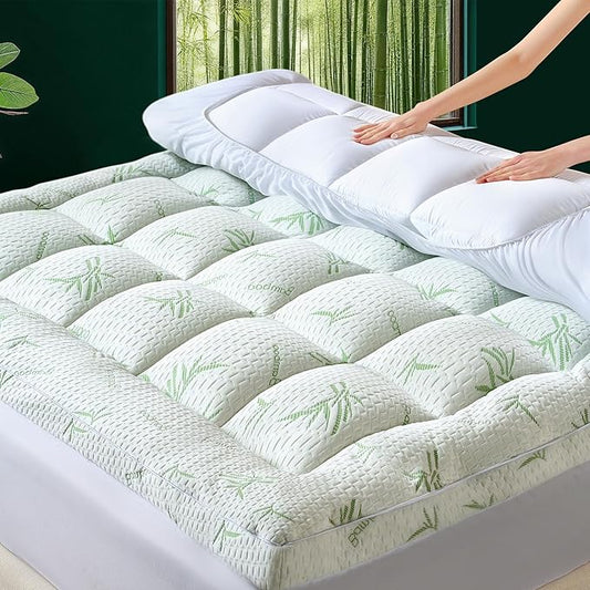 3 Inch King Mattress Topper, Plush Pillow Top Matress Topper for Back Pain Relief, Cooling Mattress Pad with 6"-18" Deep Pocket, Rayon Derived from Bamboo,Oeko-TEX Certified (78"x80")