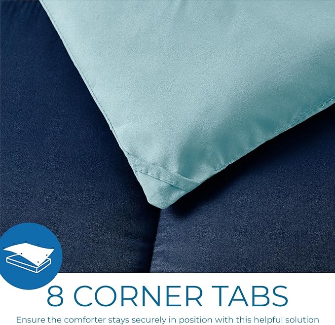 Nestl Comforter Duvet Insert 3 Piece, Quilted Down Alternative Comforter California King Size with 2 Pillow Shams All Season Blue/Light Blue Comforter Cal King Duvet Inserts Comforter with Corner Tabs