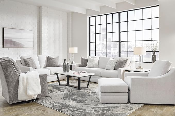 Signature Design by Ashley Maitelynn Contemporary Upholstered Chair with Non-Skid Legs, White