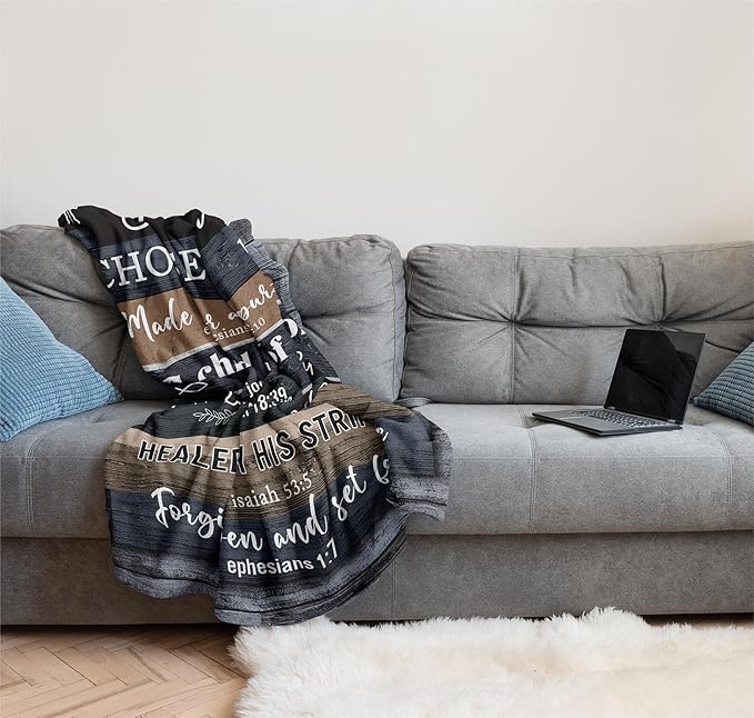 Christian Gifts for Men, Christian Gift Blanket 60"x80", Catholic Gifts, Religious Gifts for Men, Bible Gifts, Spiritual Gifts, Inspirational Gifts, Encouragement Birthday Gifts for Men of God