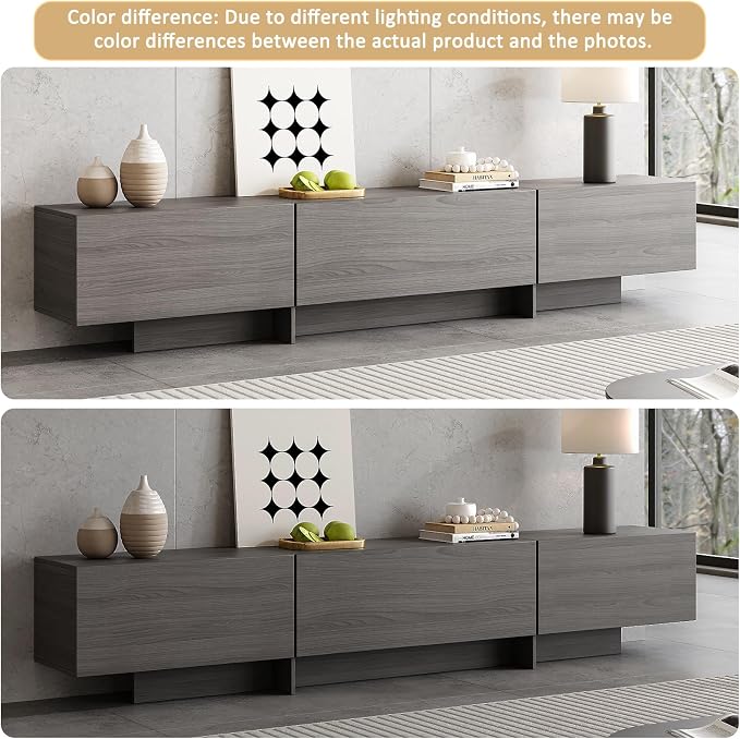76.4'' Modern TV Stand for Living Room, Mid Century Modern TV Console,Entertainment Center with 3 Drawers, Large Storage Cabinet Table, Media Cabinet for Living Room, Bedroom, Grey - Image 7